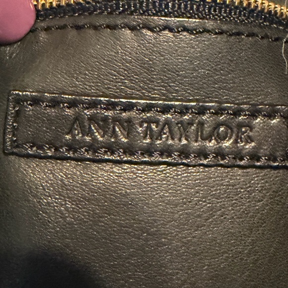 Ann Taylor Black Leather Snakeskin Print Tote Shoulder Bag Work Tote No Tassel - Picture 5 of 8